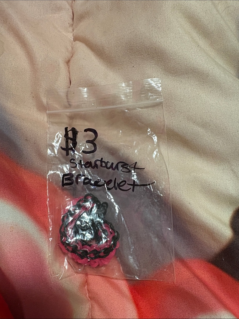 Stylish Pink and Black Woven Bracelet - Unbranded